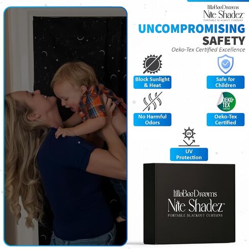 Portable Blackout Curtains (60" x 80") - Travel Blackout Curtains for Baby w/Stars - Portable Blackout Shades w/UV & Thermal Protection - 20 Suctions & Velcro Blackout Curtains - Stick on Curtains in Kuwait