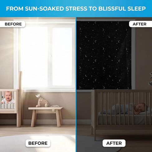 Portable Blackout Curtains (60" x 80") - Travel Blackout Curtains for Baby w/Stars - Portable Blackout Shades w/UV & Thermal Protection - 20 Suctions & Velcro Blackout Curtains - Stick on Curtains in Kuwait