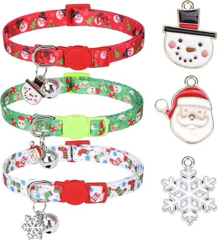 EXPAWLORER Halloween Cat Collar Breakaway - 3 Pack Soft Adjustable Collars with Bells & Cute Festival Pendants, Holiday Cat Collars for Cats and Kittens with Safety Buckle in Kuwait