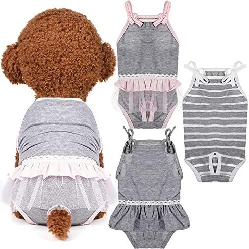 3 Pieces Dog Diaper, Dog Sanitary with Adjustable Strap Suspender Pants, Jumpsuits Suspenders for Girl Dog Teddy Young Corgi French Bulldog Puppy (S) in Kuwait