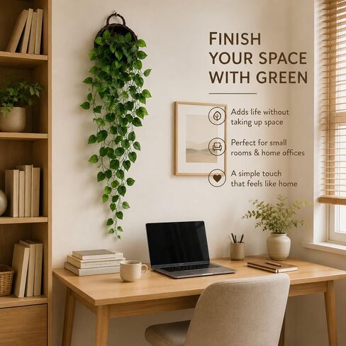 ANZOME Artificial Hanging Plants, 3.5ft Ivy Vine Fake Leaves Green Chain for Indoor Outdoor Wall Home Room Garden Wedding Garland Decoration(Basket Included) in Kuwait