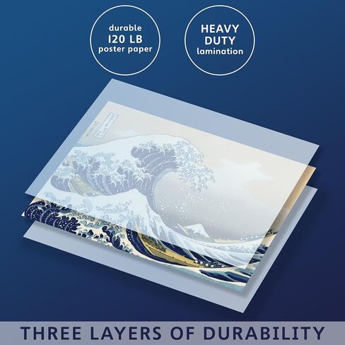 The Great Wave off Kanagawa بواسطة Katsushika Hokusai - ملصق حائط للفنون الجميلة اليابانية - ملصق مزدوج الجوانب (مصفح، 18 بوصة × 24 بوصة) in Kuwait