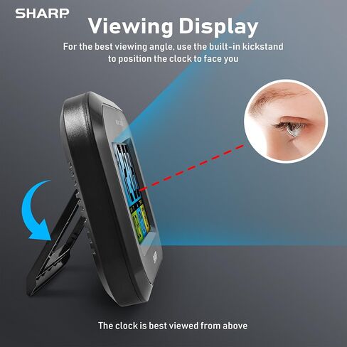 شارب ساعة منبه رقمية من اتوميك، ساعة حائط او مكتب رقمية ذاتية الضبط تعمل بالبطارية، شاشة عرض ملونة سهلة القراءة بضوء ليلي مع درجة حرارة داخلية وتقويم in Kuwait