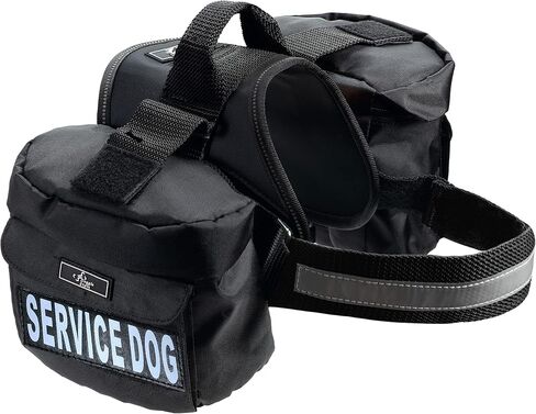 Service Dog Harness with Removable Saddle Bag Backpack Carrier Traveling Carrying Bag. 2 Removable Patches. Please Measure Dog Before Ordering. Made by Doggie Stylz in Kuwait