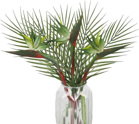 Bird of Paradise Artificial Plant Combo Palm Leaves,Faux Bird of Paradise Plant with Artificial Palm Leaves for Wedding Garden Office Home Indoor and Outdoor Decor(Large Blue) in Kuwait
