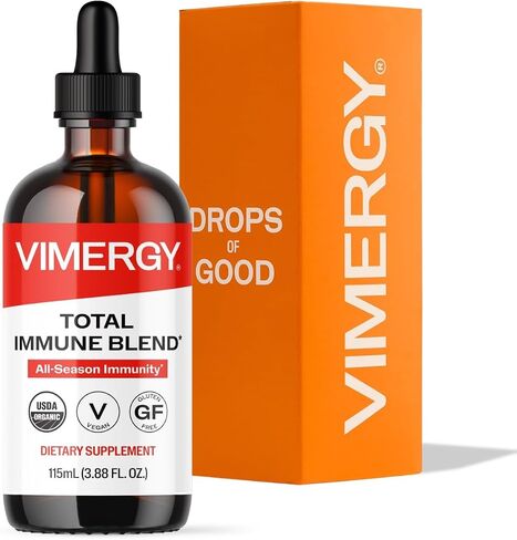 Vimergy Total Immune Blend TM*– Fast-Absorbing Immune Support – All-Season, Zinc, Thyme, & Mullein Drops – Non-GMO, Vegan, USDA Organic, 57 serv (115 mL) in Kuwait