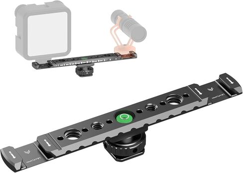 Dual Cold Shoe Mount for Vlogging, Metal Microphone Mount with 1/4" Tripod Screw, Hot Shoe Mount with 4 Screw Holes, Flash Bracket Suitable for DSLR Camera,Microphone Audio Recorder Monitors in Kuwait