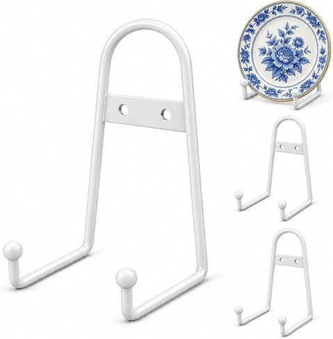 6 inch Medium White Metal wall Mount Display Easel Plate Hanger Vertical Plate Stand Holders Picture frame Stand for Wall 4 Pack in Kuwait