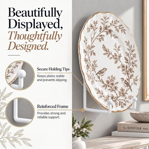 6 inch Medium White Metal wall Mount Display Easel Plate Hanger Vertical Plate Stand Holders Picture frame Stand for Wall 4 Pack in Kuwait
