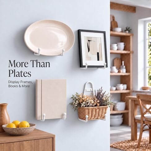 6 inch Medium White Metal wall Mount Display Easel Plate Hanger Vertical Plate Stand Holders Picture frame Stand for Wall 4 Pack in Kuwait
