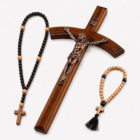 Woodvio - Handmade wooden wall cross, traditional Catholic crucifix in Kuwait