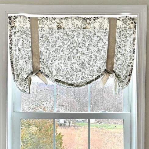 ستائر Piper Classics Gray Gables Floral Valance، مقاس 40.64 سم طول × 182.88 سم عرض، طباعة نباتية، كوخ ريفي عتيق، ستارة نافذة المطبخ in Kuwait