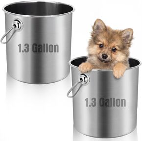 Hsei 2 Pcs Stainless Steel Bucket Great for Pet Cleaning, Multipurpose Metal Bucket Water Pail Bucket with Handle for Fence Kennel Cage Garage Garden Workshop(3.2 Gallon) in Kuwait