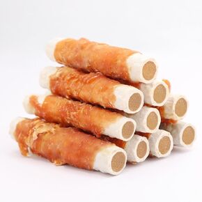 Pawmate Dog Treats Chicken Wrapped Donuts Ring، مضغ يدوم طويلاً، وجبات خفيفة خالية من الحبوب مع توراين للكلاب المتوسطة والكبيرة، 4 قطع in Kuwait