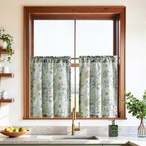 Leeva Flower Botanical Kitchen Valance, Prevent Glare Decorative Solid Window Treatment for Farmhouse, Cafe, Office, Rod Pocket, W52 x L18 Inches in Kuwait