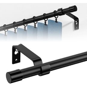 Curtain Rod for Windows 48 to 84 inch, Single Adjustable Curtain Rod Set with Brackets, 5/8 inch Diameter Metal Drapery Rod for Bedroom, Living Room, Easy Install, Black in Kuwait