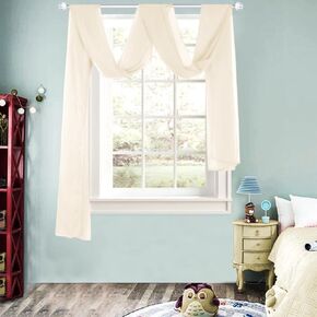 HUTO Dark Yellow Sheer Window Scarf Valance for Girls Room Soft Voile Curtain Scaves Wedding Party Bed Canopy,1 Panel 52 x 144 Inches Long in Kuwait