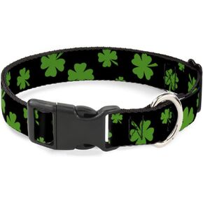 مشبك للأسفل مقاس 18-32 بوصة من St. Pat'S Clovers Scattered2 طوق بمشبك بلاستيكي أسود/أخضر، واسع وكبير in Kuwait