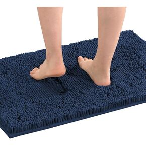 H.VERSAILTEX Curved Bath Mat Bath Rug for Bathroom Luxury Chenille Bathroom Mat Extra Soft and Absorbent Microfiber Shaggy Rugs Non Slip Rug Quick Dry Bath Mat Washable, 16 x 33 Inches, Aqua Foam in Kuwait