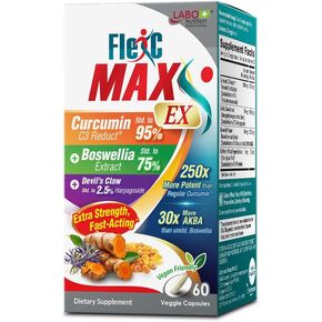 LABO Nutrition FlexC MAX EX with Turmeric Curcumin C3 Reduct 95% Tetrahydrocurcuminoids, Bioperine, Boswellia Extract & OptiMSM, Effective Antioxidation, Joint & Body Discomfort Relief in Kuwait