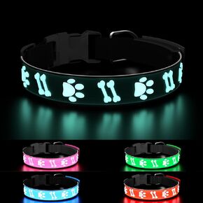 TOPOTO LED طوق الكلب، تصميم ثلاثي الأبعاد يضيء أطواق الكلاب، قابل للتعديل طوق الكلب ضوء USB قابل لإعادة الشحن للمشي ليلاً طوق أمان للكلاب الصغيرة، أحمر in Kuwait