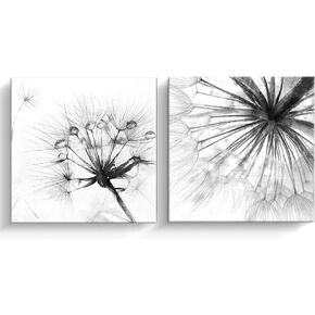Pinetree Art 2 لوحة أبيض وأسود قماش جدار الفن زهرة بيضاء روز الشمال قماش يطبع اللوحة جدار ديكور لغرفة المعيشة ديكورات المنزل مؤطرة خشبية - 12 "× 12" (زهرة بيضاء، 12 × 12 2PCS) in Kuwait