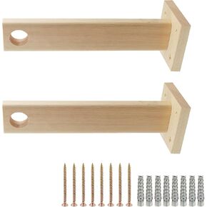 Wealrit 2 Pcs Unfinished Wooden Curtain Rod Holder Brackets, Closet End Support Bracket Wardrobe Rod Holder with Screws Fit for Rod 30mm Diameter Pole in Kuwait
