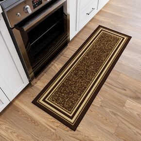 Ottomanson Bordered Brown Ottohome Collection Contemporary, 20" x 59" in Kuwait
