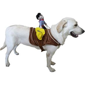 SEIS Pet Riding Costume Novelty Pet Supplies Cowboy Rider Horse Riding Designed Dog Apparel Party Dressing up Clothing Halloween (XXL) in Kuwait