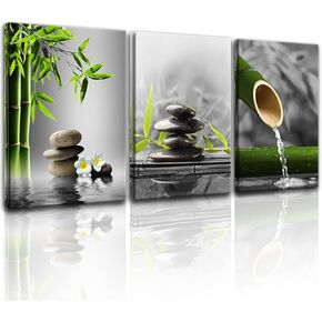 Yxbhhym- Bathroom wall art Black and White Gray Green Room Decor Zen Poster Canvas Pictures Zen Artwork for Spa Living Room Wall Art Kitchen Bedroom Decor Home Framed Prints Art in Kuwait