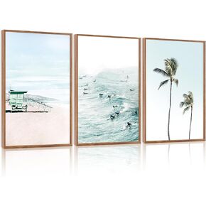 CHDITB Floral Line Framed Canvas Wall Art Set, Minimalist Flower Wall Decor, Neutral Beige Plants Wall Painting, Abstract Botanical Leaf Stripe Art Print for Living Room, Bedroom, Office - 16"x24"x3 in Kuwait