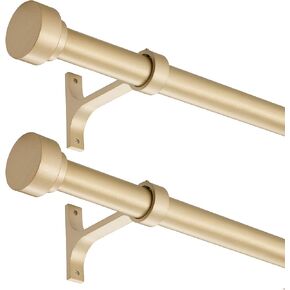 2 Pack Heavy Duty 1 Inch Diameter Single Curtain Rods 72-144" Adjustable Window Curtain Rod with with Cylindrical Cap Finials, Wall Mount and Ceiling Mount, Matte Nickel in Kuwait