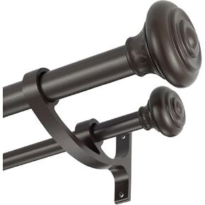 Double Curtain Rods, 36-72inch Telescoping Drapery Rods 1Inch Diameter Large Rod 5/8inch Small Rod with URN Finials Window Treatment Finish, Warm Gold in Kuwait