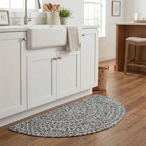 Super Area Rugs Farmhouse Braided Rug Cotton Kitchen Reversible Carpet, Black & White,2' X 6' Rectangle Runner in Kuwait