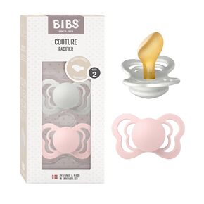 BIBS Pacifiers - Couture Collection | BPA-Free Baby Pacifier | Made in Denmark | Set of 2 Iron/Baby Blue Color Premium Soothers | Size 6-18 Months | Natural Rubber | Size 2 | BPA-Free | Made in Denmark | High Nipple Acceptance | Airflow Holes in Kuwait