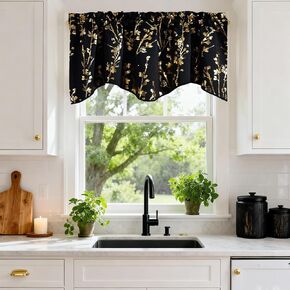 NICETOWN Window Blackout Valances for Kitchen, Elegant Scalloped Curtain Valances Room Darkening Draperies Window Topper for Living Room/Thanksgiving, 52" x 18", Stone Blue, 2 Pieces in Kuwait