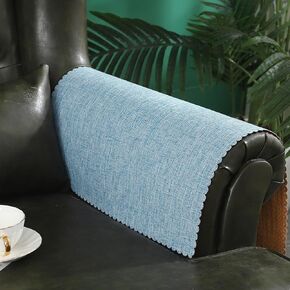 Non Slip Couch Arm Covers Washable Set of 2 Universal Fit Wavy Border Sofa Armrests Covers Protectors for Leather Recliner Armrest (18" x24", Blue) in Kuwait