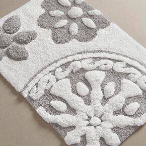 Madison Park Casablanca 100% Cotton Tufted Bathroom Rugs Luxurious Plush Medallion Floral Pattern Bath Mat Absorbent, Quick Dry, Spa Design Shower Room Décor, Rectangle 20" x 30", Taupe in Kuwait