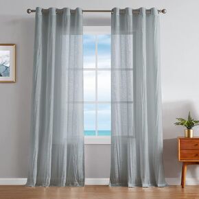 Nautica - Cordelia Crushed Sheer Curtain | Window Panel Curtains | Lightweight Drapes | Set of 2 Panels | Sheer | Grommet Header | Measures 52" x 84" | Taupe in Kuwait