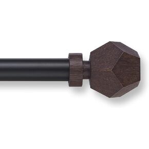 MODE Premium Collection 1 1/8" Diameter Curtain Rod Set with Geo Curtain Rod Finials and Steel Wall Mounted Adjustable Curtain Rod, Fits 36" to 72" Windows, Matte Black and Dark Brown in Kuwait