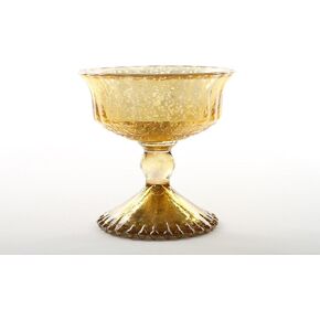 Koyal Wholesale Compote Bowl Centerpiece Mercury Glass Antique Pedestal Vase, Floral Centerpiece, (5-Inch, Burnt Gold) in Kuwait
