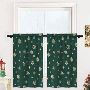 FRAMICS Snowflake Foil Print Christmas Curtains, Thermal Insulated Blackout Curtains for Living Room and Bedroom, Christmas Grommet Window Curtains Drapes, 52" x 84", Red, Set of 2 Panels in Kuwait