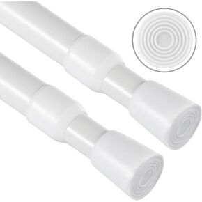 5 Pcs Tension Rod, OEH Tension Curtain Rod, No Drilling Tension Rods for Windows 28 to 48 inch, Rustproof Spring Rod, Spring Tension Curtain Rod for Doors, Windows, Wardrobe, Black (28-48 inch) in Kuwait