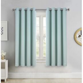 SINGINGLORY Blackout Curtain for Bedroom and Living Room, Grommet Linen Textured Darkening Curtains/Drapes Thermal Insulated 2 Panels Set (Green, 52x84 Inch) in Kuwait