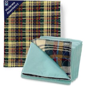 Incontinence Bed Pads Washable - Tartan Plaid Waterproof Bed Pads - Soft Leak Proof Chucks - Moderate Absorbent Reusable Pee Pads for Adults - Withstands Extensive Washing - 18" x 24" - 3 Pack in Kuwait