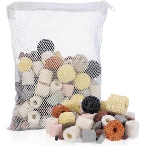 Segarty Filter Media,12 in 1 Bio Media for Aquarium Sump Filter Ceramic Rings Activated Carbon Bio Balls Freshwater Marine Biological Filter Media for Koi Fish Tank Pond Canister (1.1lb with Mesh Bag) in Kuwait