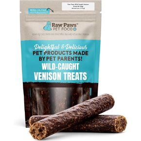 Raw Paws Wild-Caught Venison Treats for Dogs, 6-oz - Packed in USA - Real Meat Venison Jerky Dog Treats Free-Range Venison Dog Jerky Treats - All-Natural, Grain, Corn & Soy Free Venison Dog Treats in Kuwait