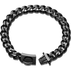 Dog Chain Collar Walking Training Collar with Design Secure Buckle 19MM Black Cuban Link Strong Heavy Duty Chew Proof Chain(19MM, 14") in Kuwait