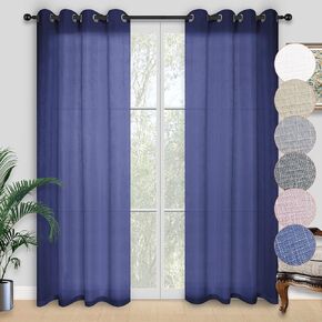 Kinryb Extra Wide and Long Semi Sheer with Grommet Rich Natural Linen Textured Voile Sheer Curtain Decorative Light Filtering Window Treatment for Doorway Living Room 100W x 84L Dark Grey, 1 Panel in Kuwait