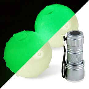 R&L Glow in The Dark Balls for Dog, Light Up Dog Fetch Toy Balls for Large and Small Dogs, Come with a 21 LED UV Flashlight for The Best Glowing Effect at The Night 2 Pack - 2.5 inch in Kuwait